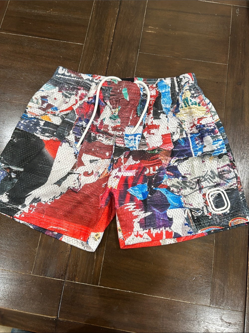 OVERTIME Men’s Small Authentic mesh Multicolor Abstract Print Athletic Shorts